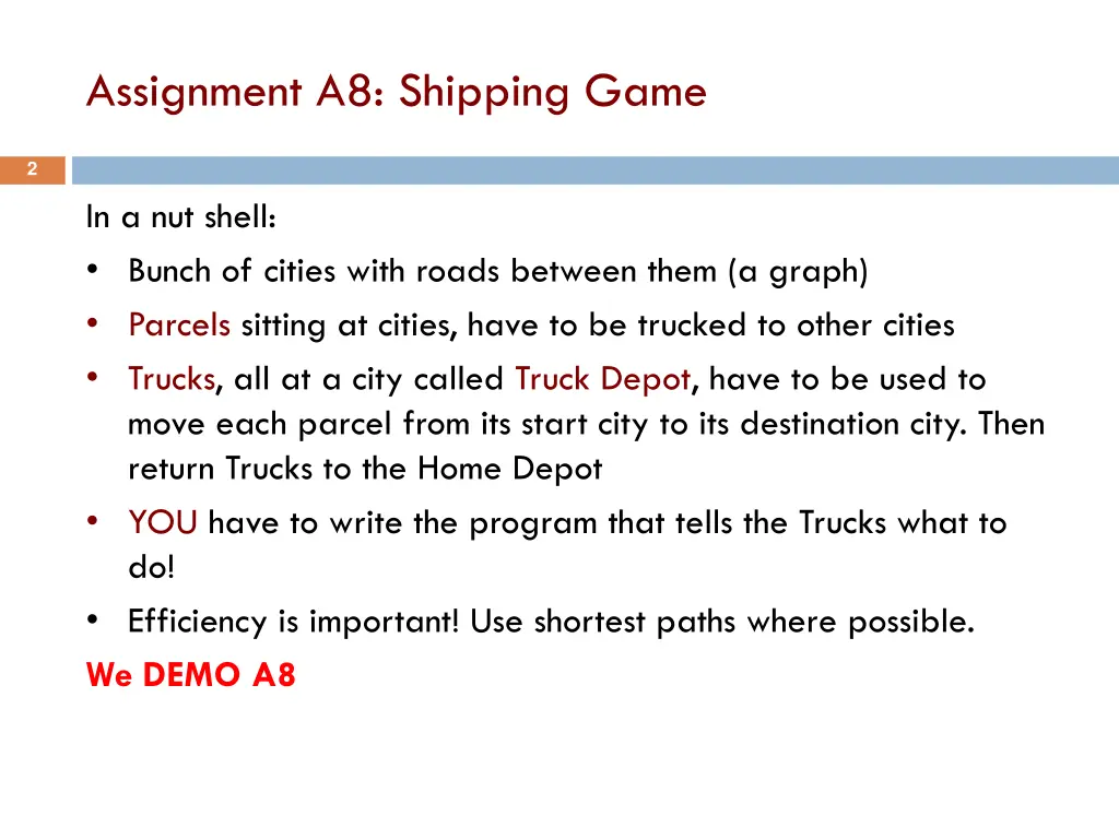 assignment a8 shipping game