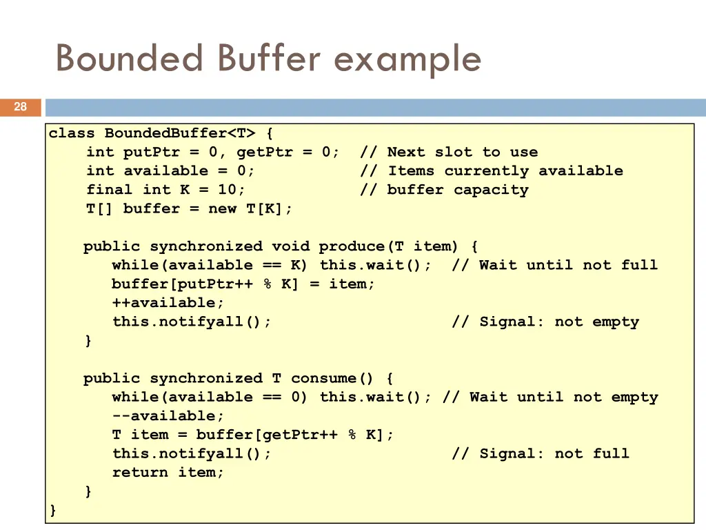 bounded buffer example