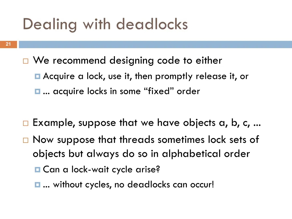 dealing with deadlocks