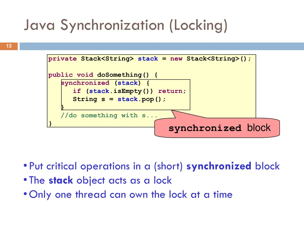 java synchronization locking