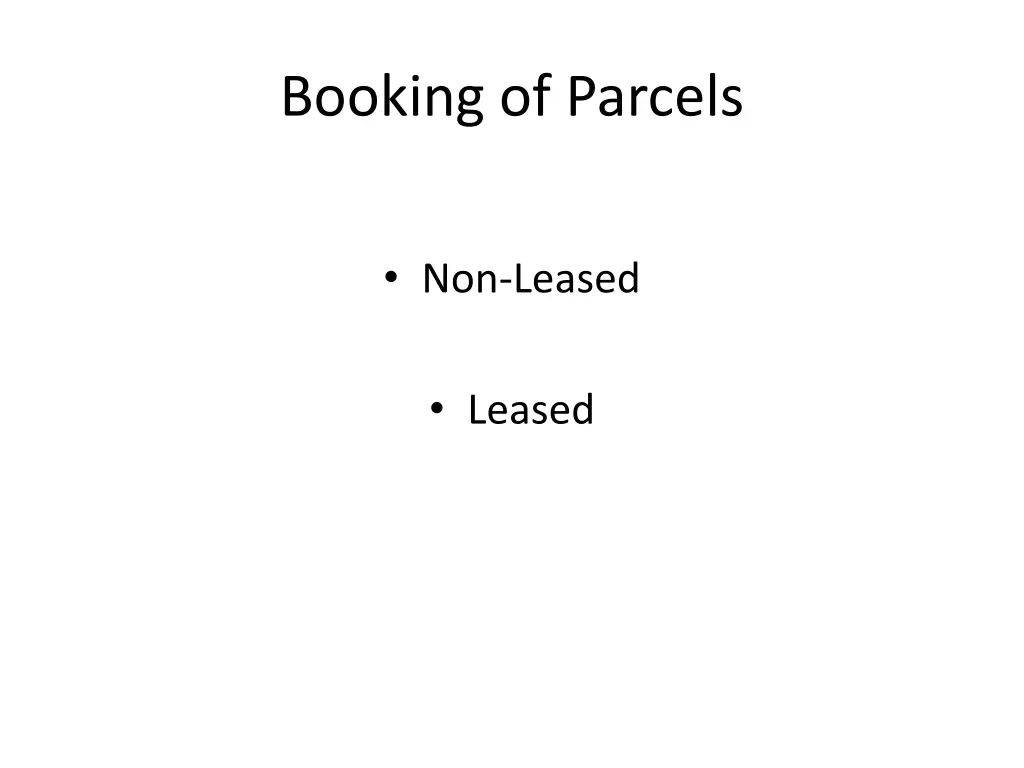 booking of parcels