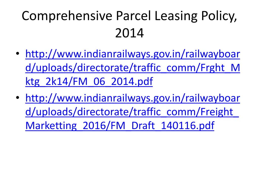 comprehensive parcel leasing policy 2014