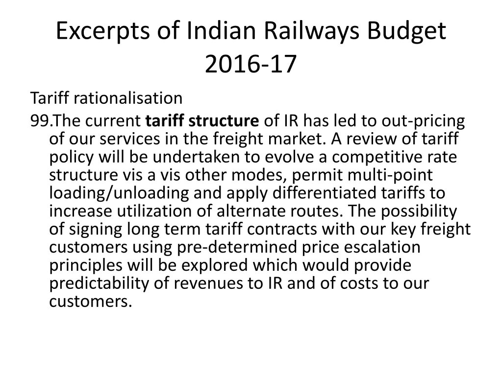 excerpts of indian railways budget 2016 17 1