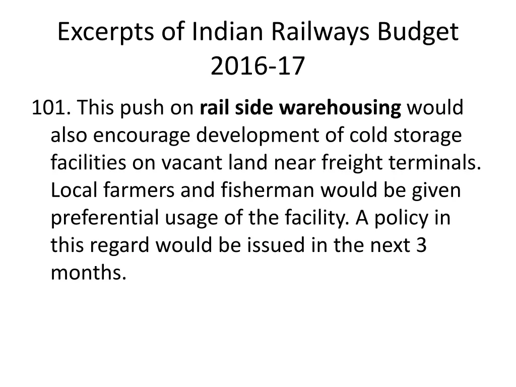 excerpts of indian railways budget 2016 17 2