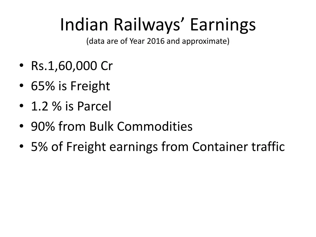 indian railways earnings data are of year 2016