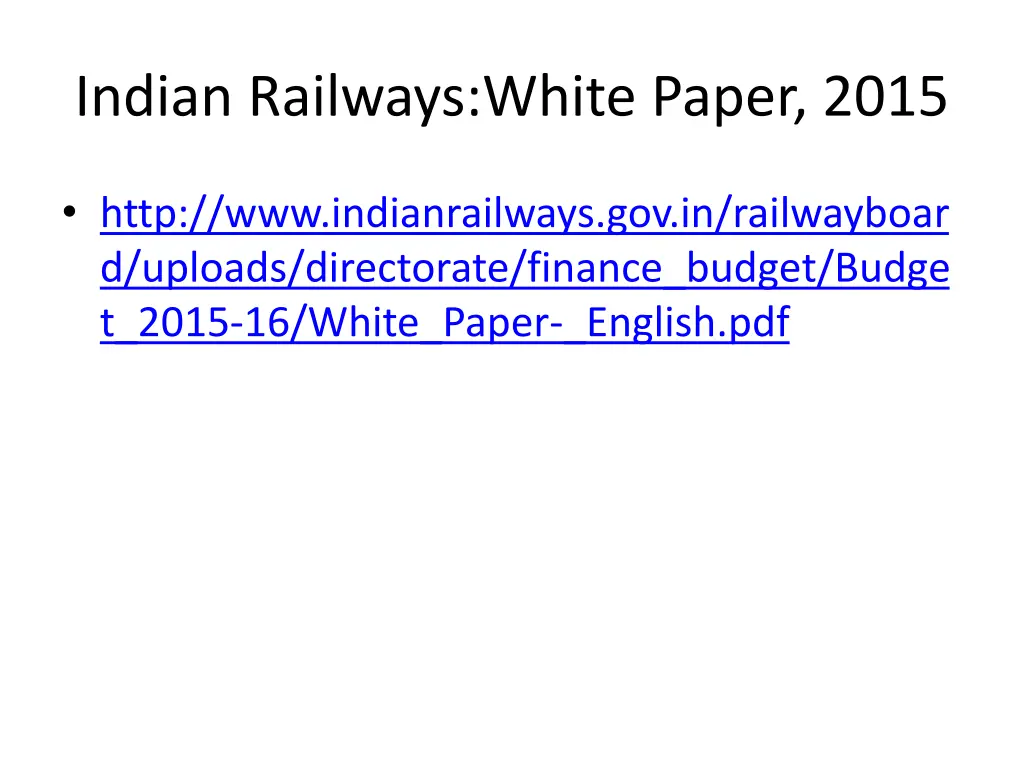 indian railways white paper 2015