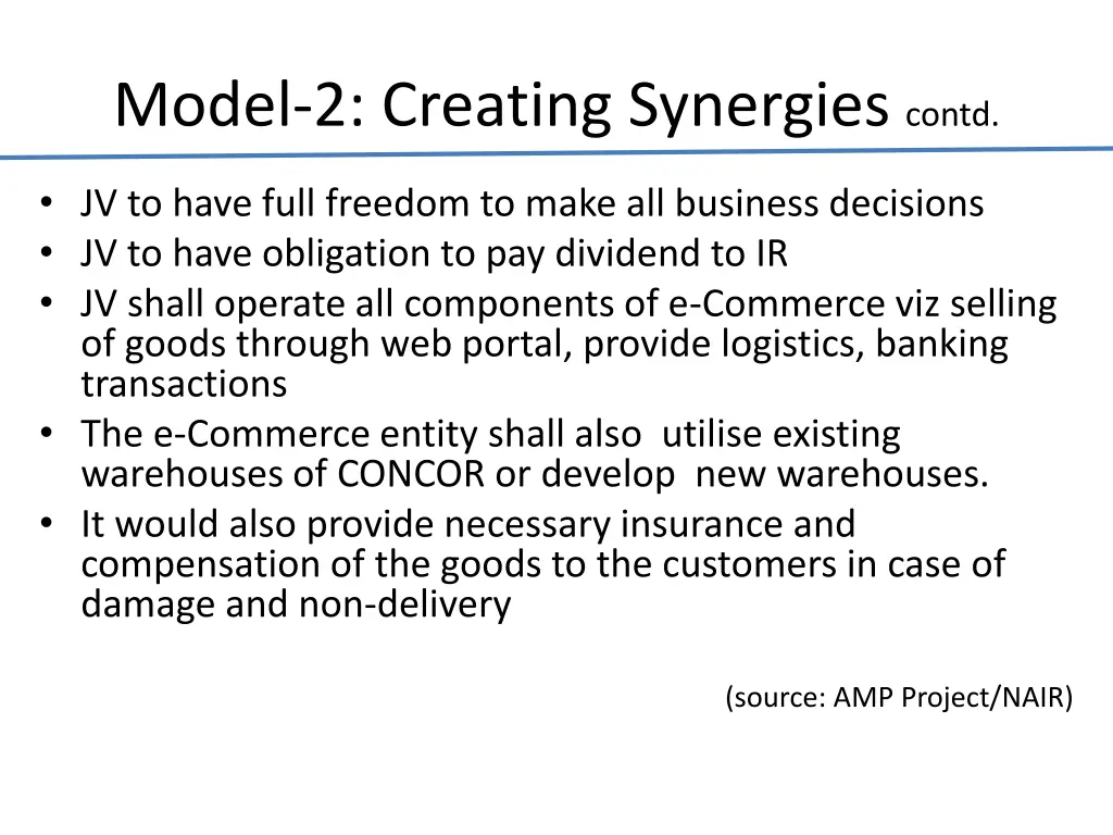 model 2 creating synergies contd