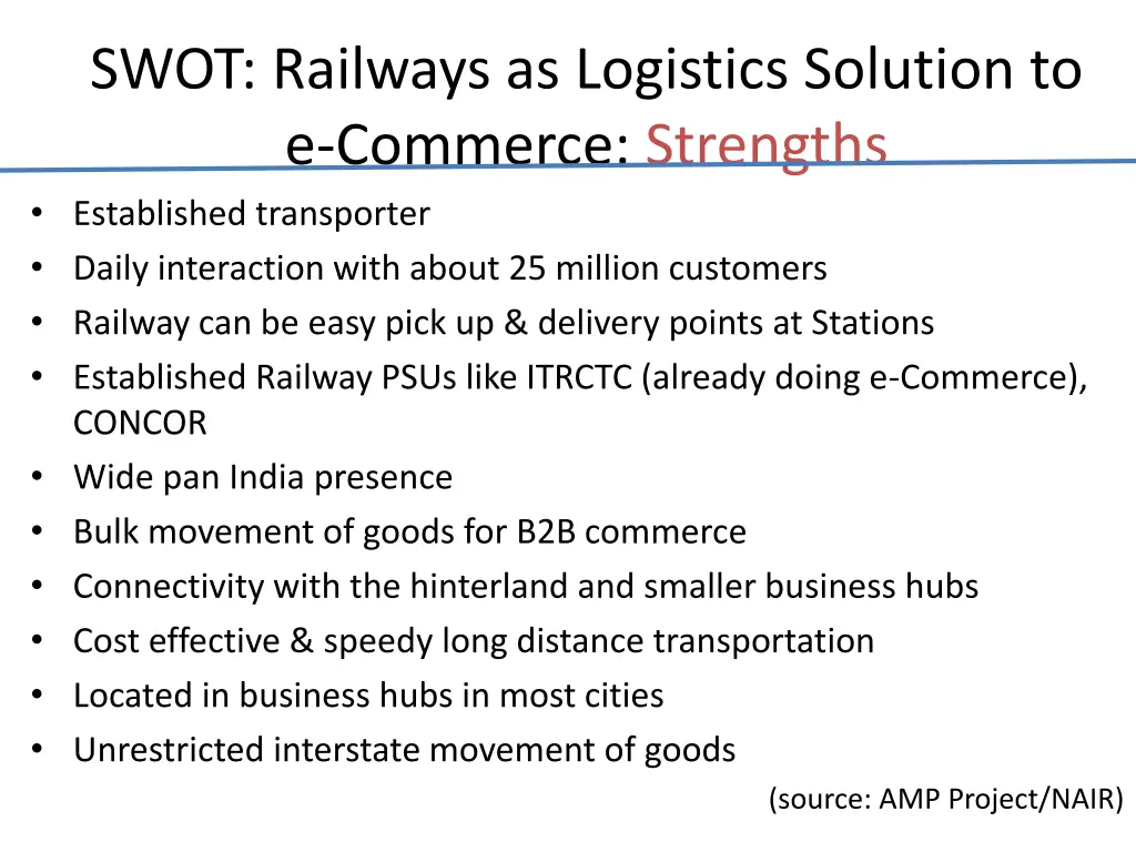 swot railways as logistics solution to e commerce