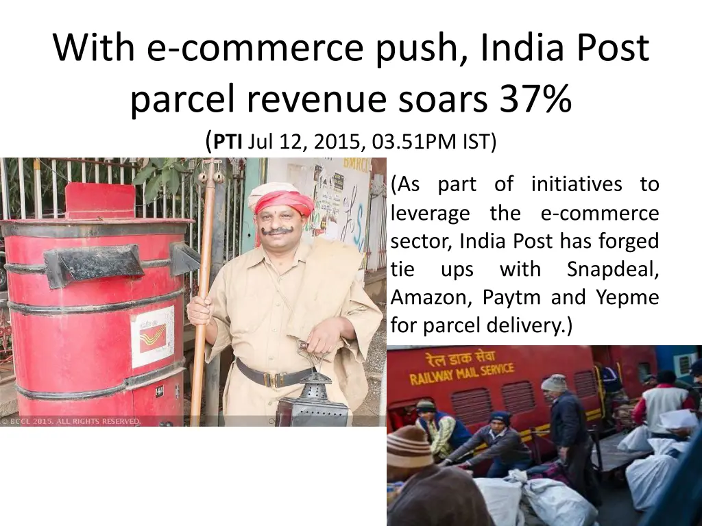 with e commerce push india post parcel revenue