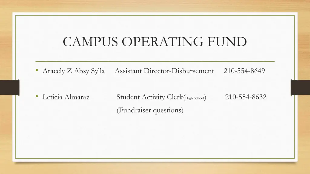 campus operating fund 1