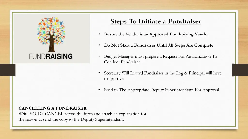 steps to initiate a fundraiser