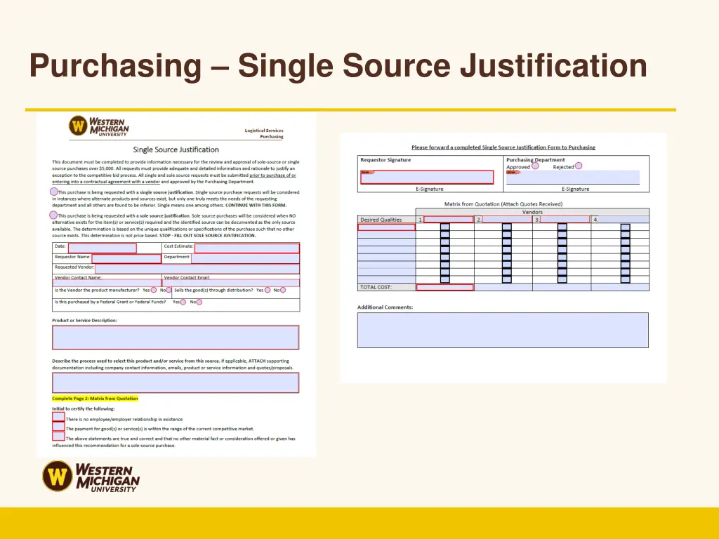 purchasing single source justification