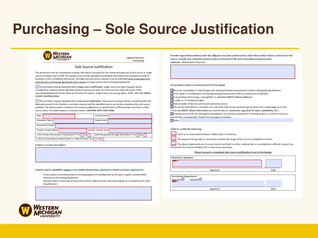 purchasing sole source justification