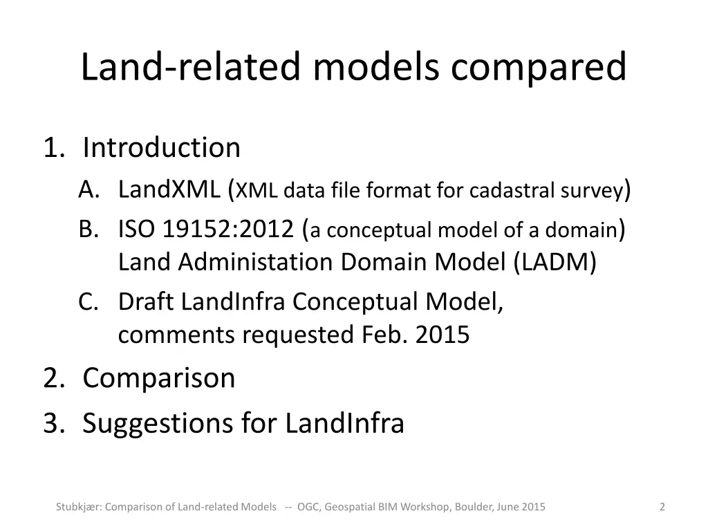 land related models compared