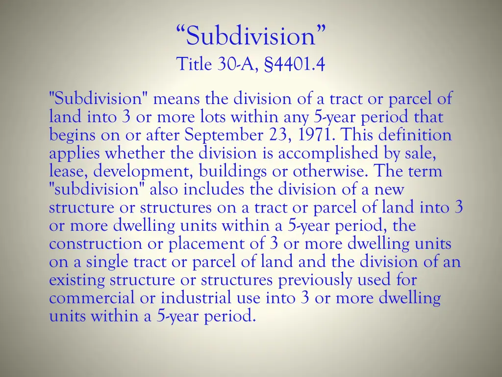 subdivision title 30 a 4401 4