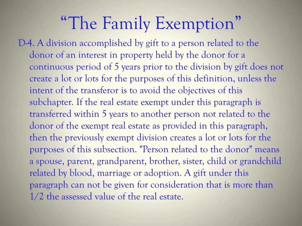 the family exemption d 4 a division accomplished