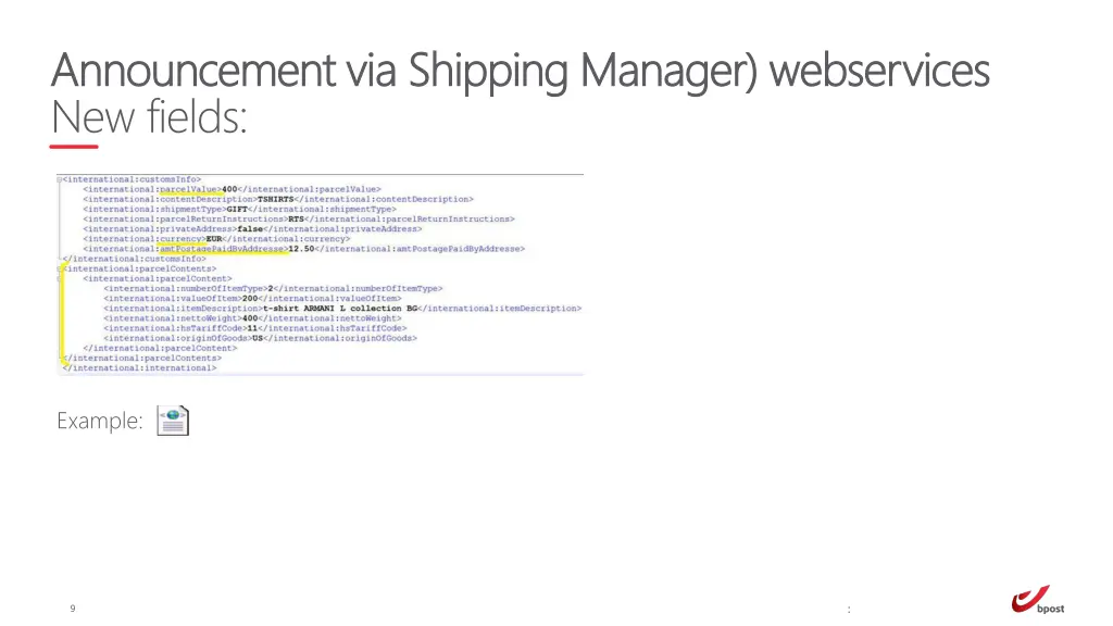 announcement via shipping manager webservices