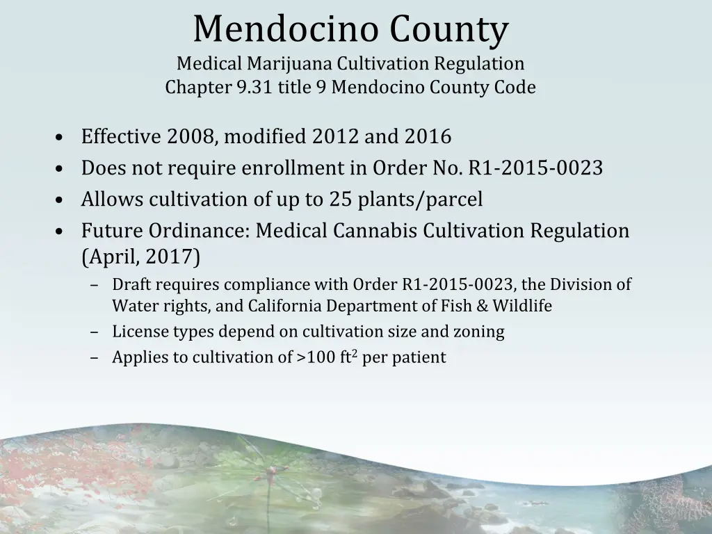 mendocino county medical marijuana cultivation