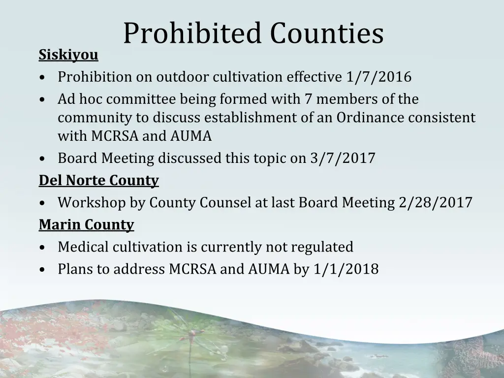 prohibited counties