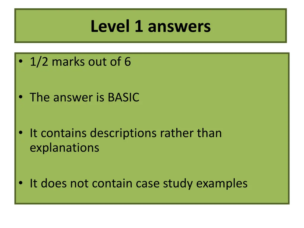 level 1 answers