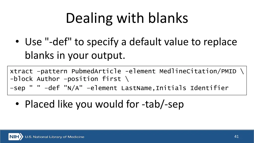 dealing with blanks