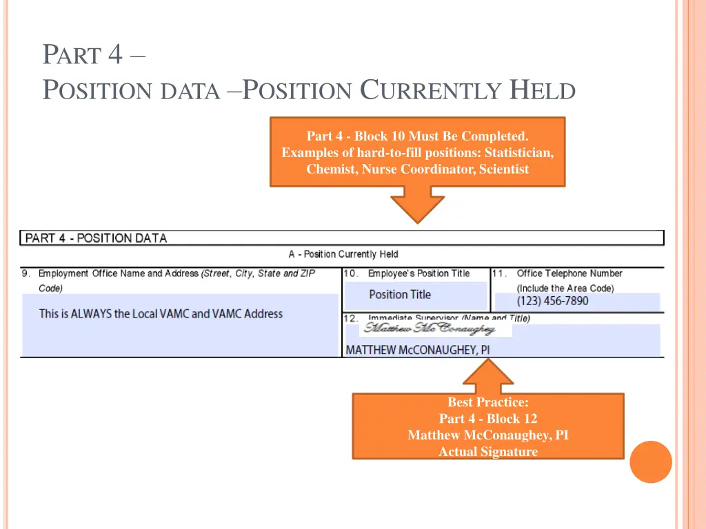 p art 4 p osition data p osition c urrently h eld