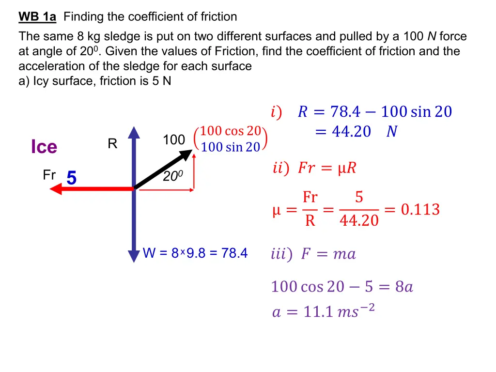 wb 1a finding the coefficient of friction