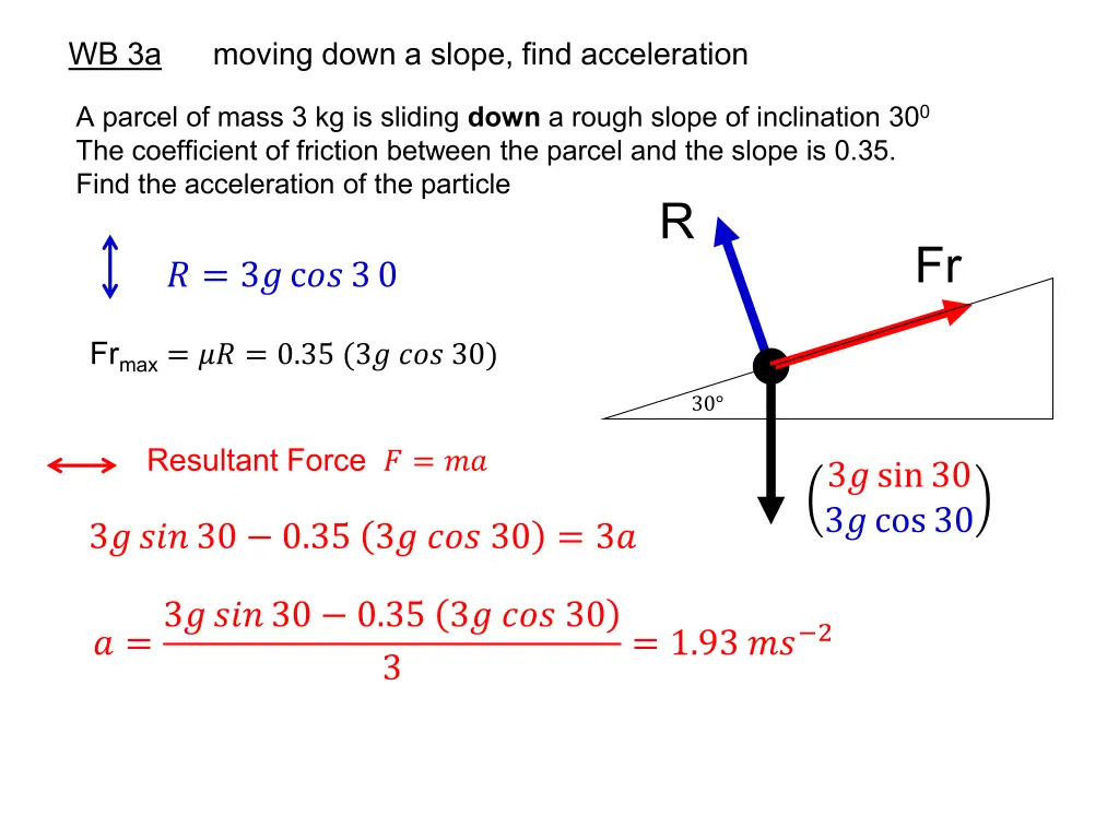 wb 3a moving down a slope find acceleration