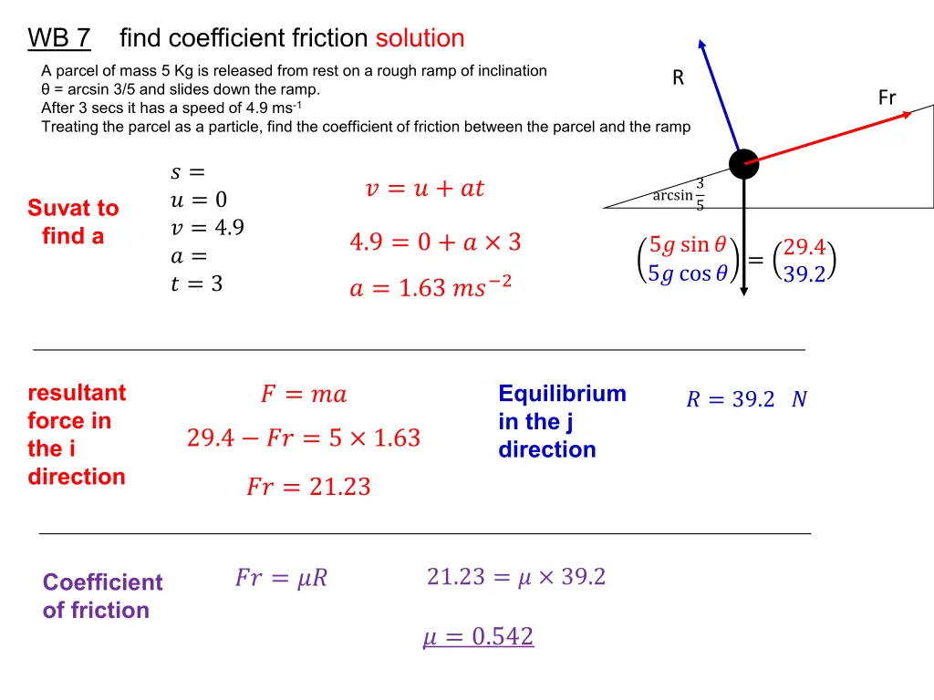 wb 7 find coefficient friction solution