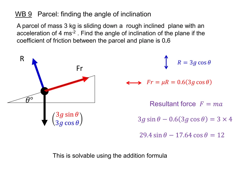 wb 9 parcel finding the angle of inclination