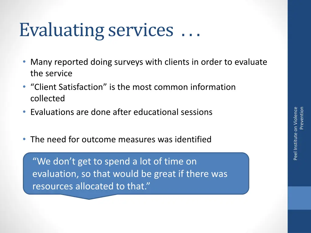 evaluating services