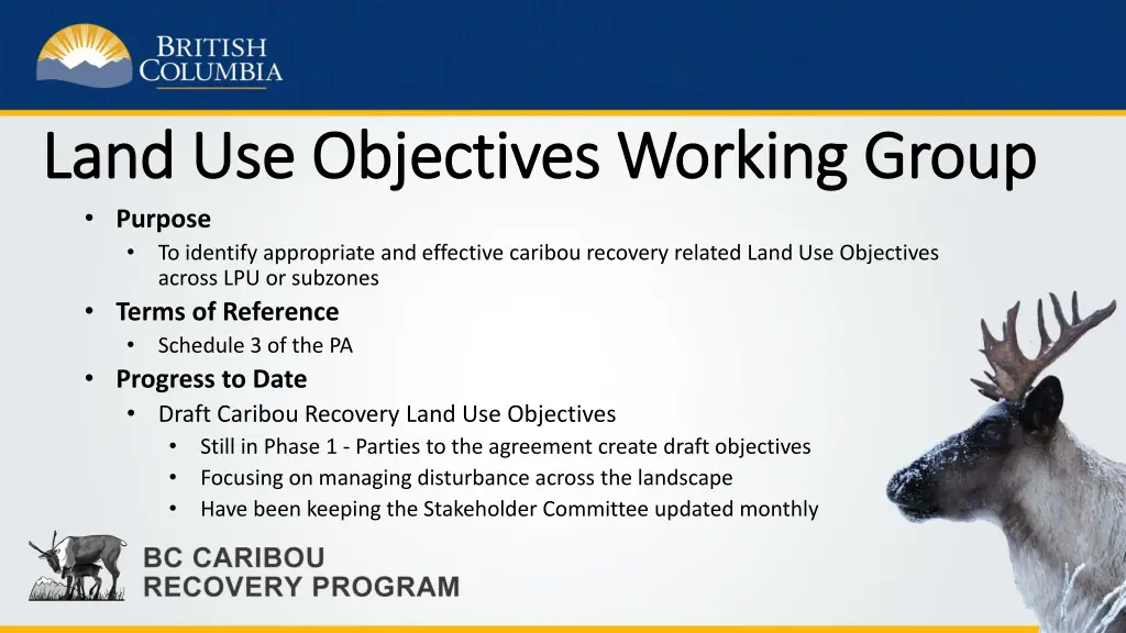 land use objectives working group land