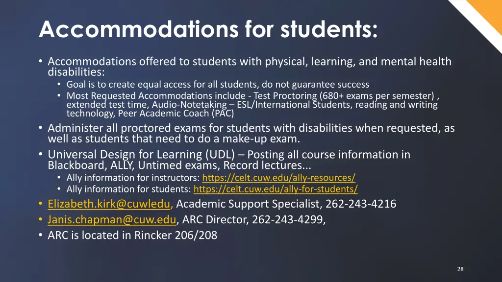 accommodations for students