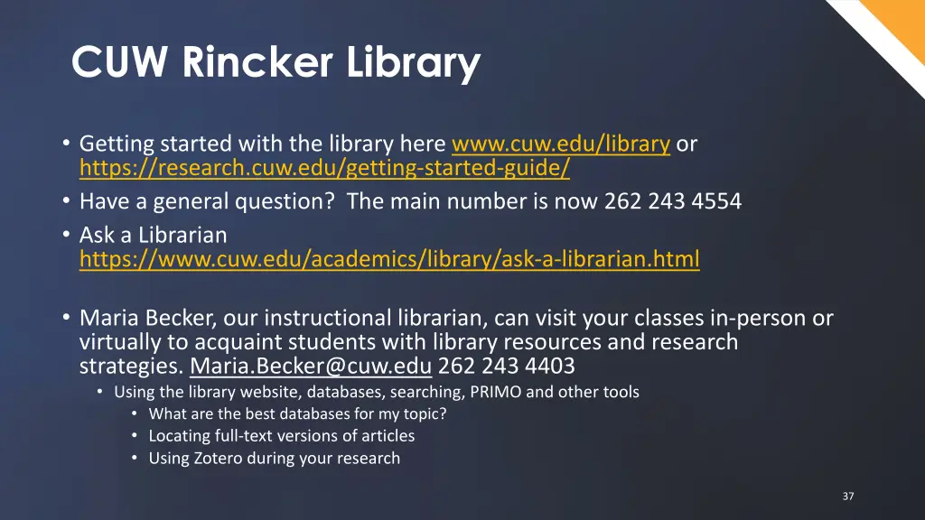 cuw rincker library