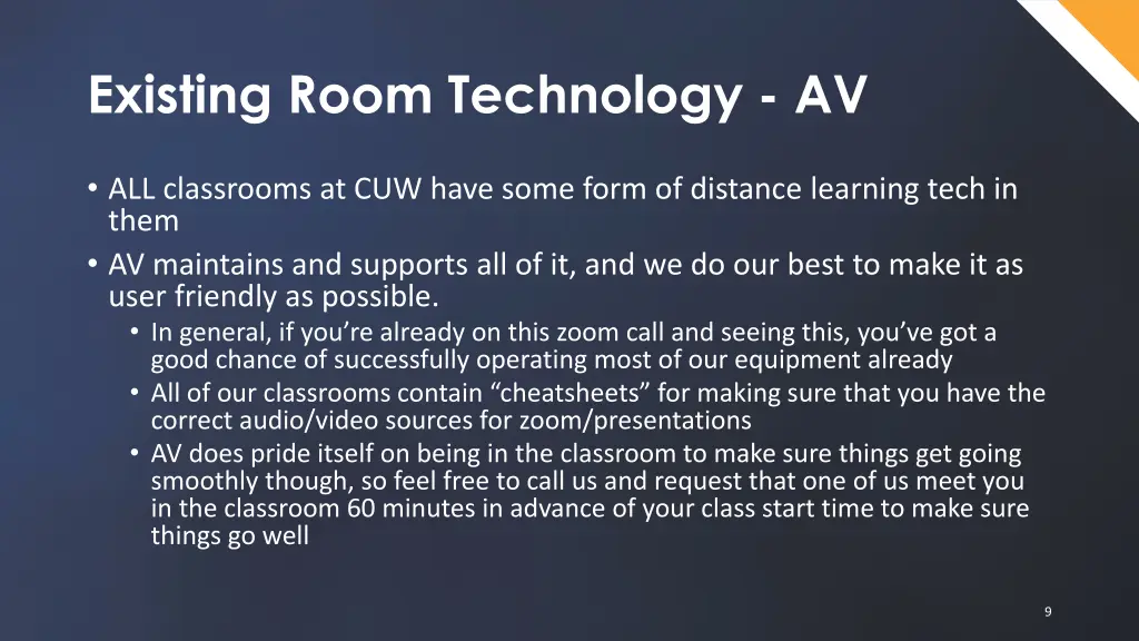 existing room technology av