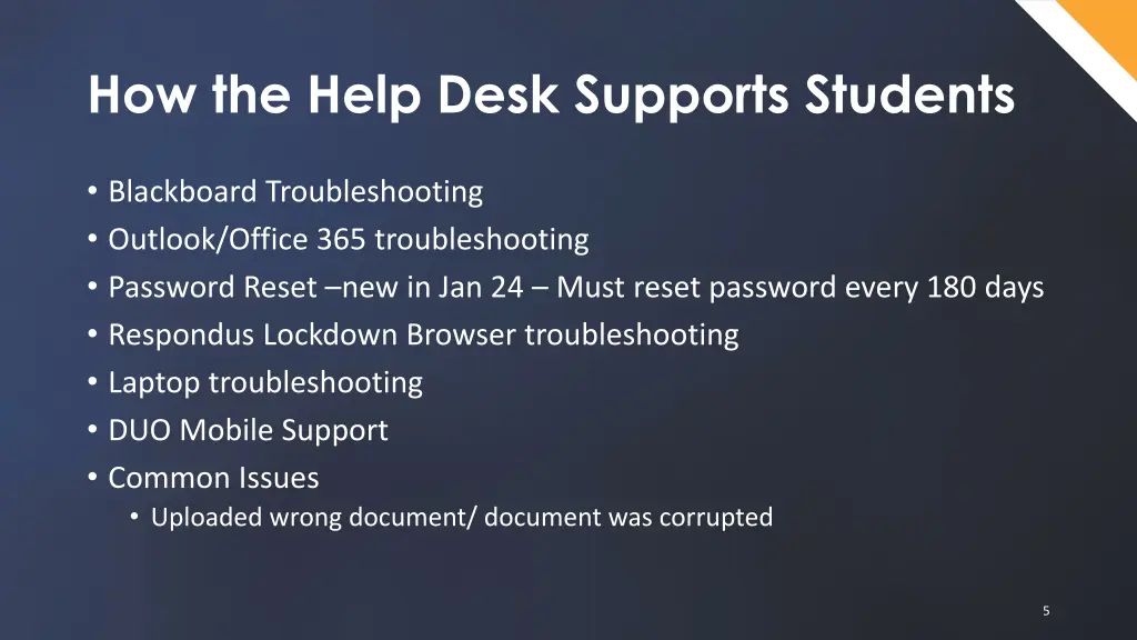 how the help desk supports students