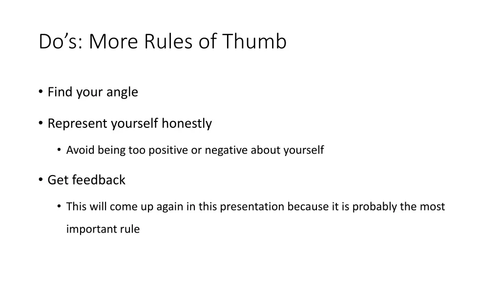 do s more rules of thumb