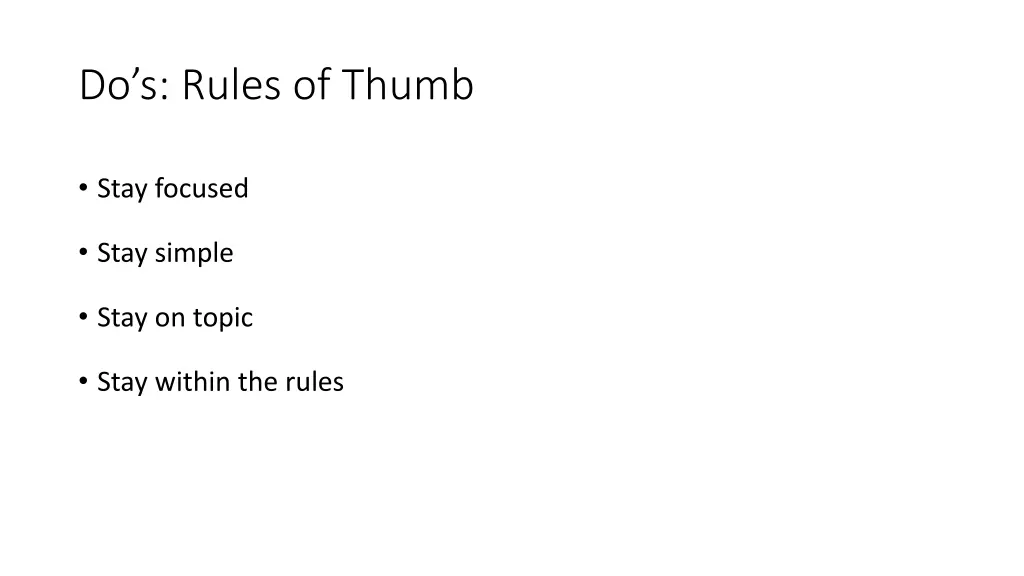 do s rules of thumb