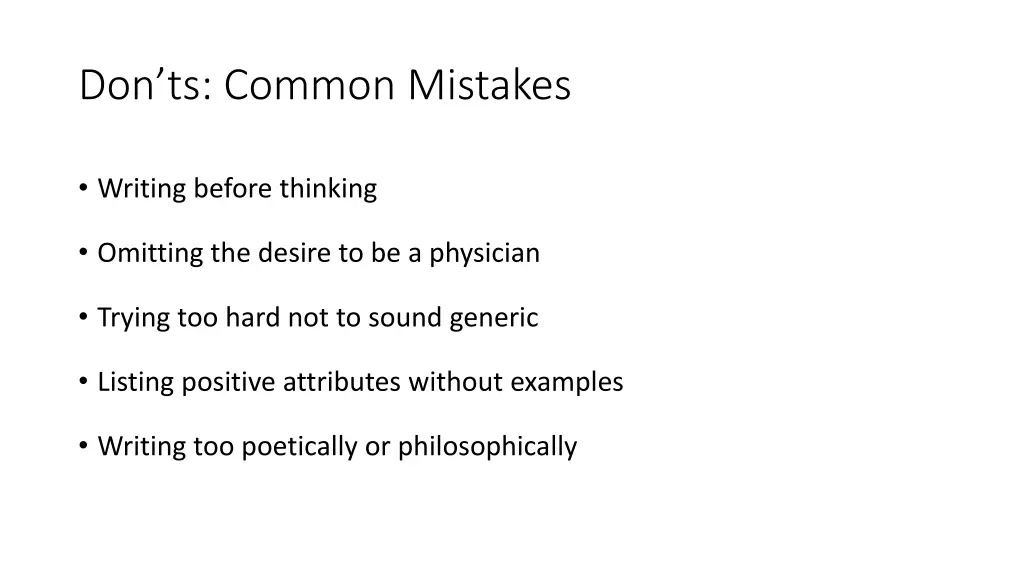 don ts common mistakes