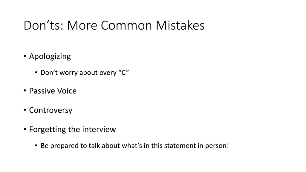 don ts more common mistakes