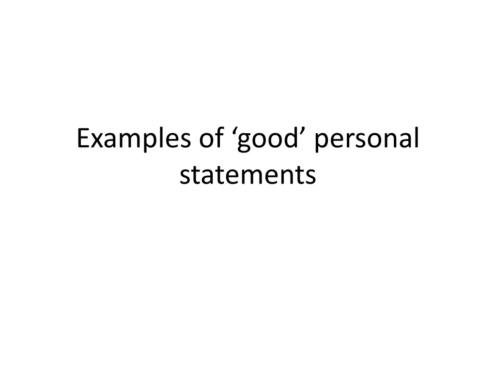 examples of good personal statements