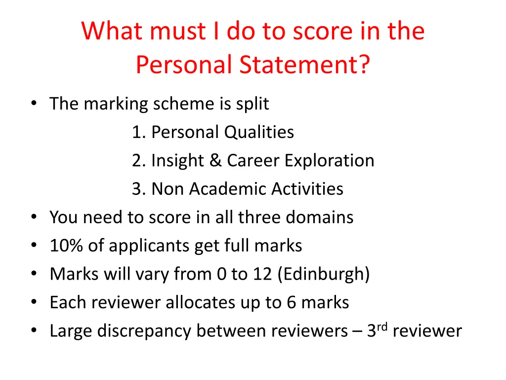 what must i do to score in the personal statement