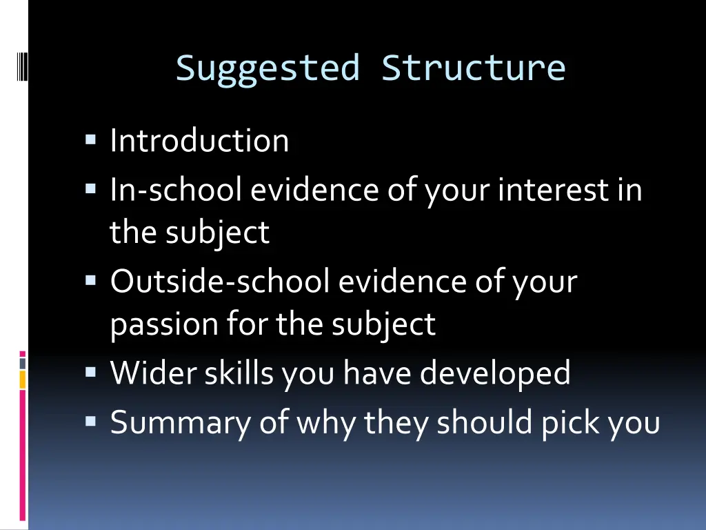 suggested structure