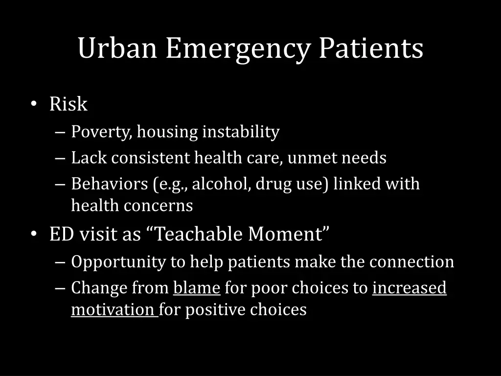 urban emergency patients