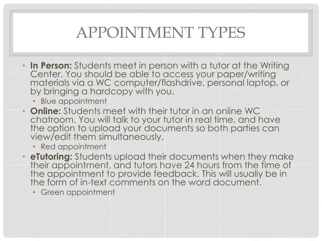 appointment types