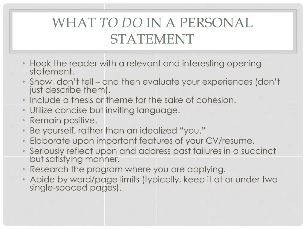 what to do in a personal statement