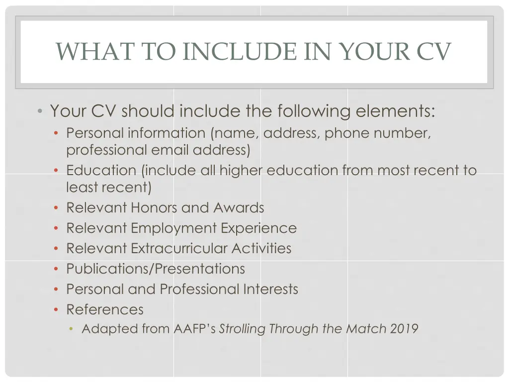 what to include in your cv