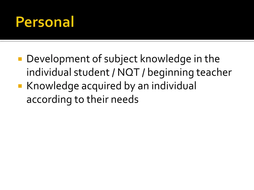 development of subject knowledge