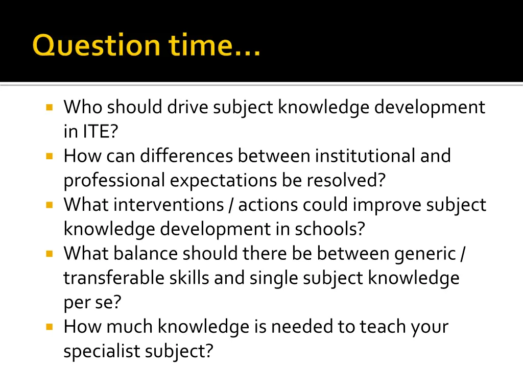 who should drive subject knowledge development