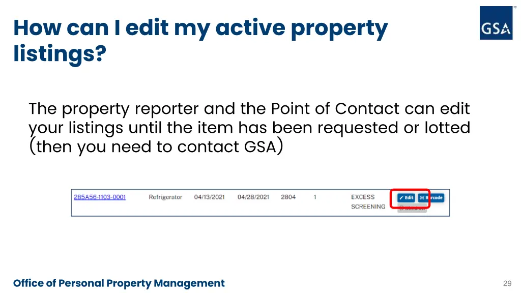 how can i edit my active property listings